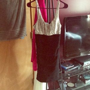 Mini dress with sequin top